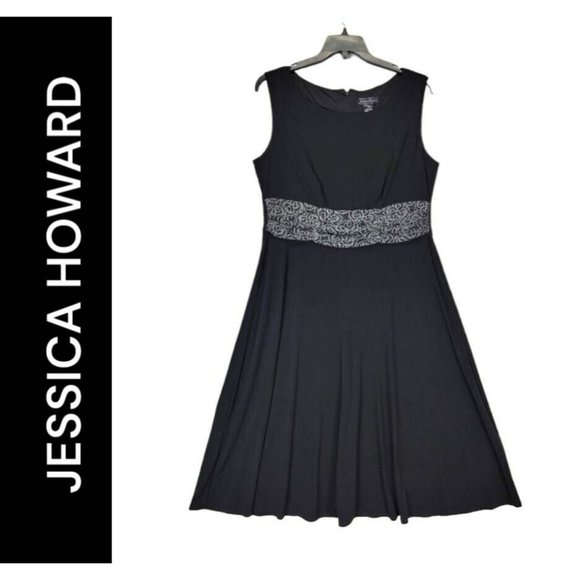 Jessica Howard Dresses Jessica Howard Womens Black Plus Size 6w Formal Flare Dress